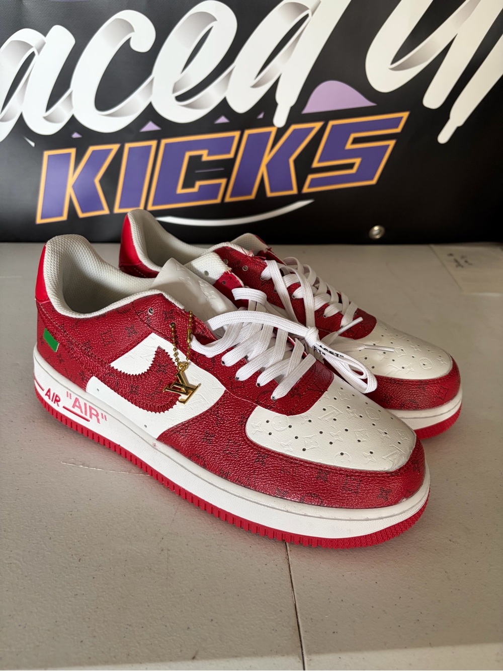 Nike Air Force 1 x Louis Vuitton - Red LV Sneakers - Size 11